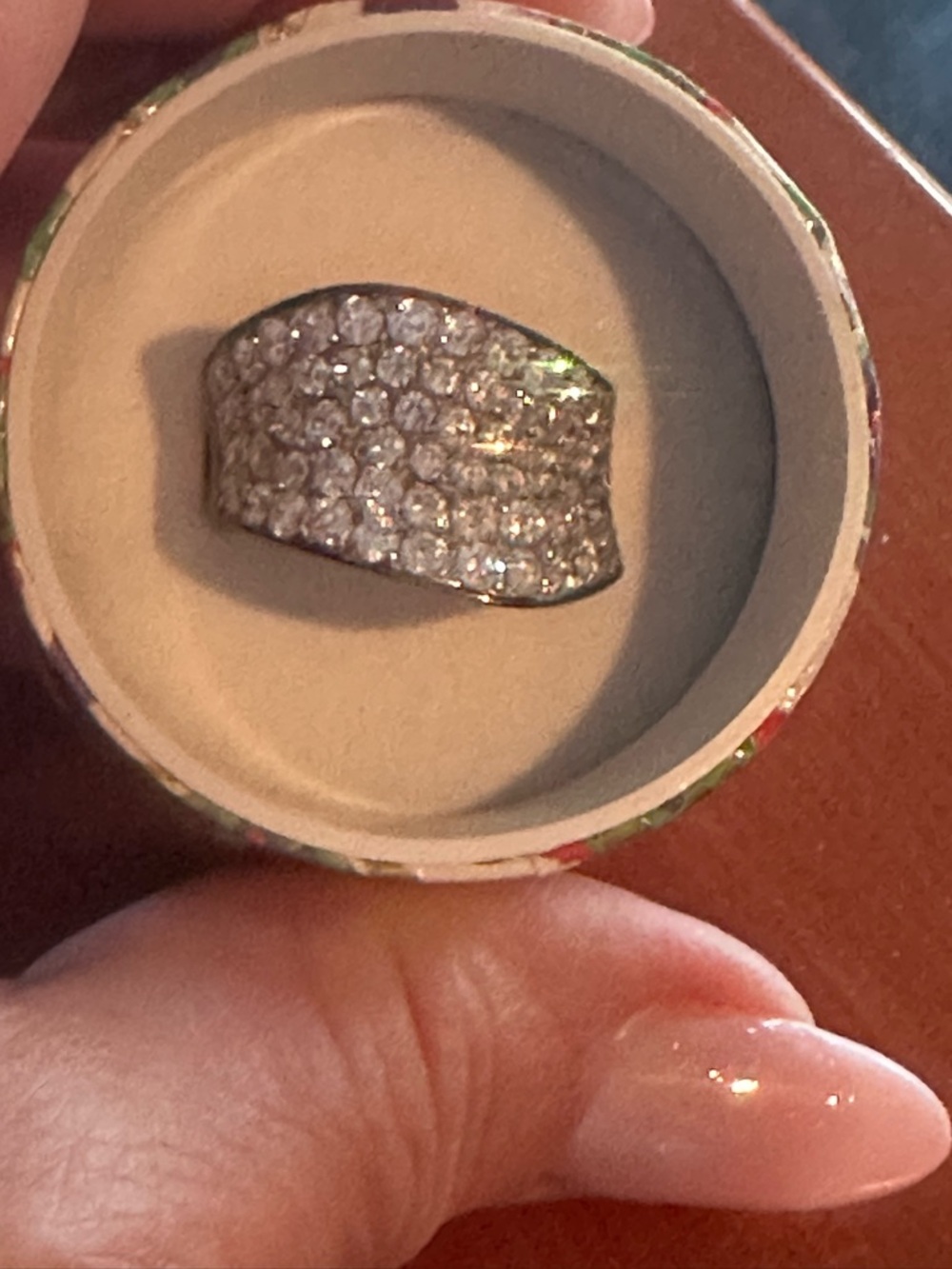 Silver 925 Pavé Crystal Wide Band Ring - Unbranded